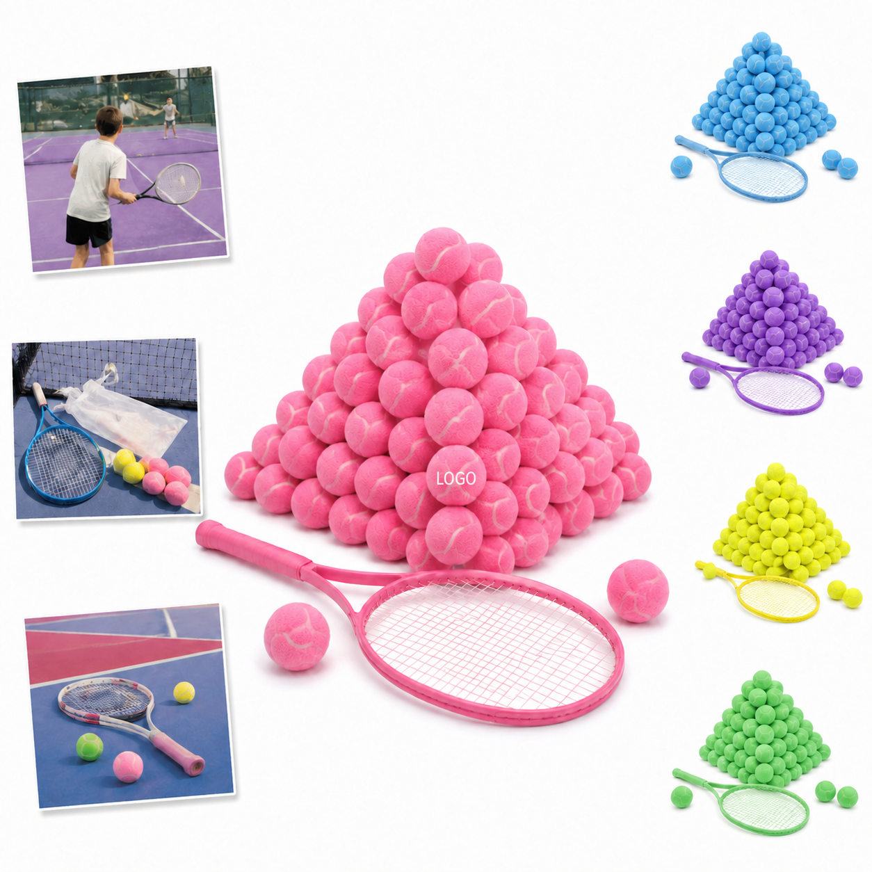 Kids Colorful Tennis Set with Rackets and Balls