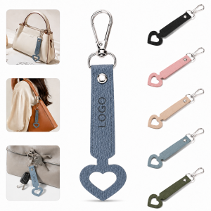 PU Leather Keychain with Heart Cutout