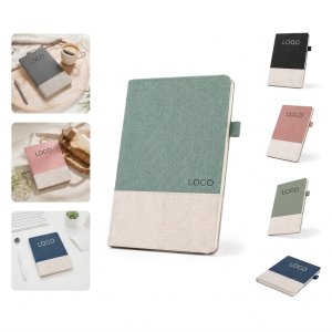 Compact A5 Lined Notebook with Color Block Fabric Cover
